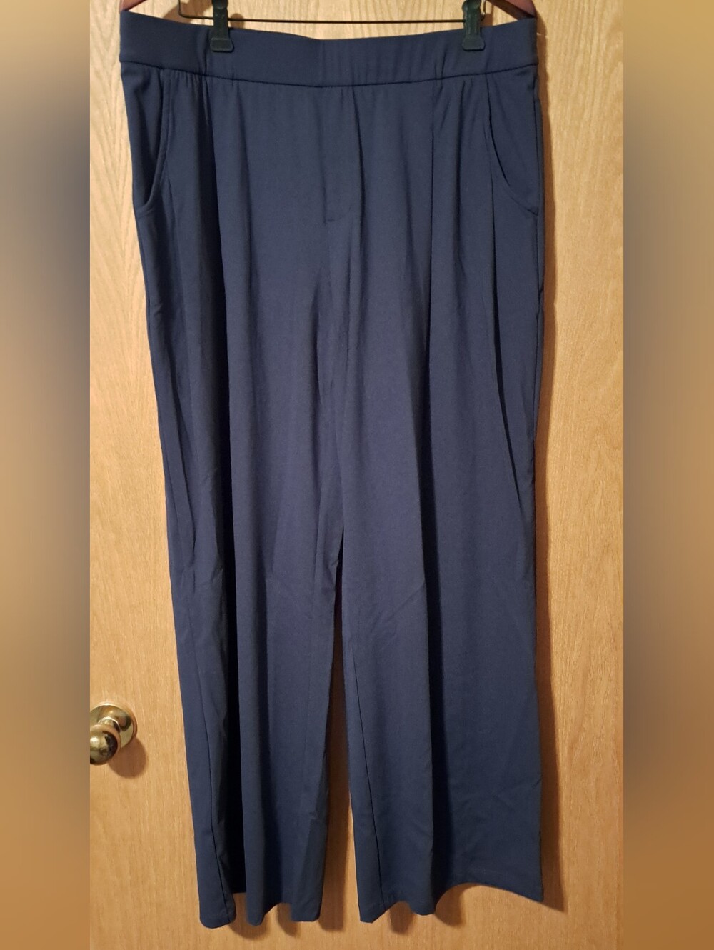 G4free Women's Navy Wide-Leg Pull-On Pants